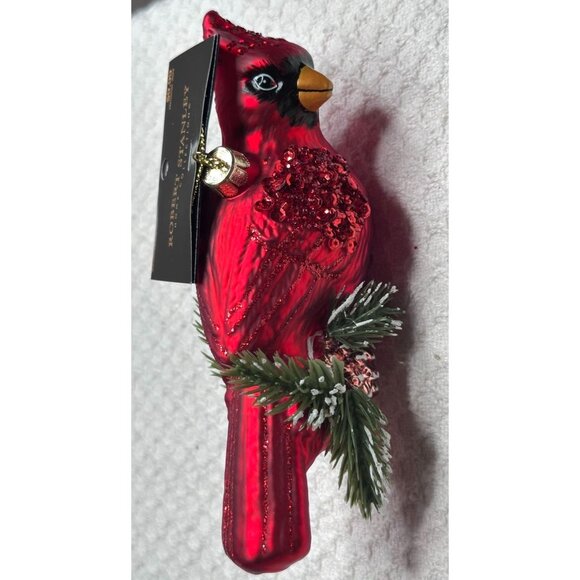 Robert Stanley Cardinal Christmas Ornament Red Glass Pinecone & Glitter Accents - Picture 5 of 5